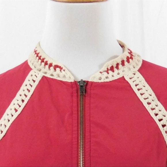 Free People Crochet Inset Baseball Bomber Jacket XS - Picture 7 of 9